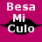 A 4-frame contact sheet of a static animated icon featuring the phrase "Besa Mi Culo" over stylized lips on a magenta background, with one frame showing partial gray transparency.
