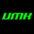 Pixelated text and symbols in green, blue, purple, pink, and white on black background with repeated 'UMH' and 'IS MY ADDICTION' phrases.
