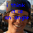 A pixelated image of a person with long hair wearing a dark cap, overlaid with blue text reading "i think it is on angle or maybe... ryan!!!" against a blurred background.
