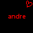 Red pixelated heart symbol above two identical red text strings on black background.