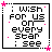 Pixelated text in a black border with pink accents, displaying 'Wish for us on every star : see' across six with varying star and dot patterns