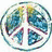 Six peace sign icons arranged in two , each with distinct color schemes and backgrounds