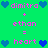 Green background with pink text and blue heart icons arranged in a pattern