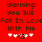 Red background with pixelated text reading Warning: You Will Fall In Love With Me and four heart symbols, two white and two pink, with one pink heart changing to black.