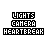 Animated pixel art icon with three lines of text: LIGHTS, CAMERA, HEARTBREAK in black block letters on white background, displaying color variations across frames.