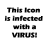 A static image with repeated text warnings about a virus infection and instructions not to talk, ending with 'JUST KIDDING' in blue.