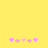 Yellow background with two identical of five pink and light orange pixelated flower icons each