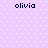 A static image with four instances of the text 'olivia' on a light purple background with white dots.