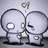 Two pixelated characters with large eyes stand close together, one winking and holding a heart above its head while the other looks on.