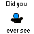 Pixelated cartoon character with blue body and white hat appears in multiple states across a of text fragments