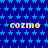 Blue background with light blue star pattern, yellow 'cozmo' text repeated in across the image