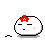 A 4x3 contact sheet of pixel art frames showing a white rounded character with red flower on head interacting with purple flowers, displaying various expressions and poses across sampled animation frames.