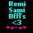 Cyan text 'Remi Sami BFN's <3' on black background with pink asterisks, two identical frames showing static content.