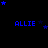 Blue text 'ALLIE' on black background with scattered blue stars, some forming small clusters around the text.