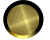 Five circular gold-toned icons with black borders arranged in two on a gray background, each showing subtle variations in light reflection and border coloration