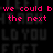 Pixelated text in bright pink on black background lists names with ampersands, with a gray rectangle overlay on the right side.
