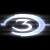A pixelated spiral shape with light blue and white tones on a black background, appearing as a static digital graphic.