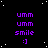 Pixelated purple text and smiley face on black background with white stars, repeated in a pattern