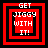 Four red and black square frames with white text "GET JIGGY WITH IT!" in pixelated font, arranged in a with varying border thicknesses