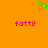 Green pixelated heart symbol above two identical pink 'fotti!' text blocks on solid orange background.