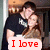 A couple in a close embrace with text overlays changing across frames.