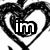 Black-and-white heart-shaped outline with text "im" and "still" inside two upper hearts, and "yours" in the lower heart.