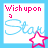 Two side-by-side animated frames of a pixelated buddy icon with text and star symbols, each frame showing different color schemes for the background border, text, and star outline.