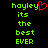 Green pixelated text 'hoyley' with red heart symbol above the letter 'y', followed by stacked words 'its', 'the', 'best', 'EVER' on black background.