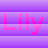 Animated sequence of repeating 'Lily' text in pink gradient over purple and white striped background with horizontal motion blur effect.