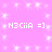 A static image with a pink background featuring white pixelated text and scattered star-like sparkles.