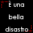 Black background with white text and red star accents in a pattern, showing repeated phrases 'È una bella disastro' across multiple