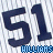 Two identical dark blue numerals '51' with light blue text 'HILLYANS' below each, set against a pixelated white background.