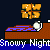 Pixelated icon shows a brown bed with blue patterned sheets, white pillow, and orange-yellow square above; text "Snowy Night" repeats below.