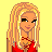 Pixel art contact sheet showing multiple frames of an animated buddy icon with a blonde character, red top, black pants, white sneakers, and repeated "Look Cute!" text on yellow background.