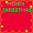 Red background with green 'MERRY CHRISTMAS' text and yellow stars, arranged in a with orange border elements