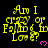 Yellow pixelated text reading 'Am I crazy or Fall in Love?' with pink hearts on black background, animated heart pulses.