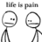 Pixelated black-and-white image showing two stick figures with text above them reading 'I'll be palm' in blocky font.