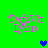 Green background with four identical pink text blocks reading 'Dejvi Lydd' and three pixelated hearts in blue and teal.