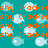 Pixelated teal background with repeating light blue fish shapes and orange text reading "shy Cracker" in a pattern
