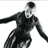 Pixelated static image of a person in a black wetsuit with arms extended, viewed from the side against a white background.