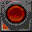 Pixelated circular icon with red-orange gradient center and black border, surrounded by gray mechanical elements and colored triangular accents.