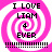 Four identical pixelated icons with pink and white spiral backgrounds display text "I LOVE LIAM 4 EVER" above a of exclamation marks
