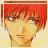 A 48x48 pixel buddy icon split into two sections: a left-side anime-style character portrait with red hair and yellow skin tones, and a right-side black background with white text reading "Anime IM" above smaller stylized text "c0m".