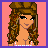 Pixelated image of a person with long brown hair wearing a pink and white striped bikini top against a coral background.