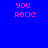 Blue background with pink text reading "YOU ROCK!" repeated across multiple light blue rectangular blocks.