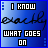 Blue gradient background with black text reading "I KNOW EXACTLY WHAT GOES ON" in pixelated and cursive fonts, arranged in a of six identical
