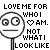 Pixelated black-and-white icon shows a circular face with wide eyes and straight mouth, holding text that reads LOVE ME FOR WHO I AM. NOT WHAT I LOOK LIKE.