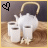 A pixelated teapot and cups scene with a heart icon changing between black and yellow, and text reading "Can I have some Chii Tea?" in yellow and gray.