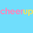 Animated contact sheet showing sequential frames of a yellow smiley face transforming into a basket-like shape against a light blue background with repeating pink text "cheerup".