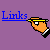 Pixelated hand holding yellow pencil with blue text 'Links' on purple background, showing animation of text shortening from 'Links' to 'L' then expanding back.